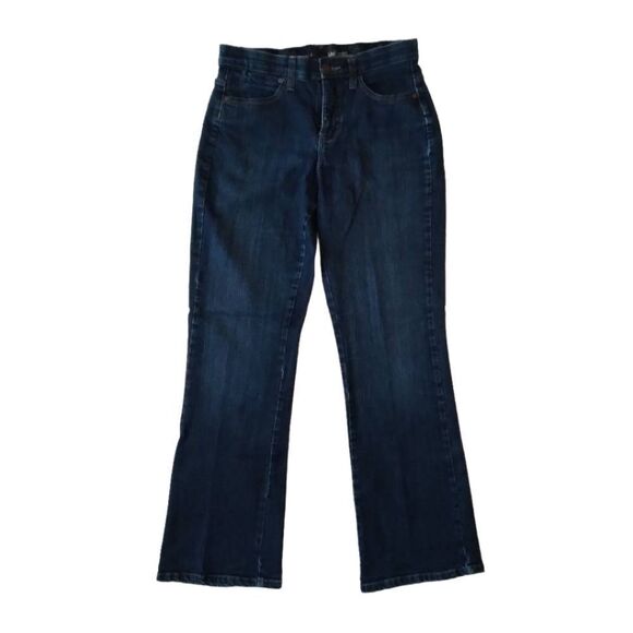 Lee Comfort Waistband Blue Dark Wash Mid Rise Boot Cut Denim Jeans Women's 6M - Picture 1 of 12